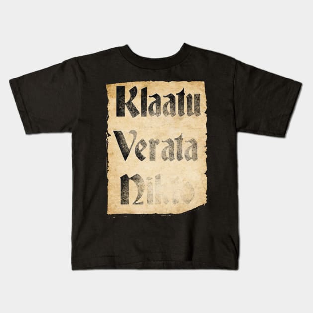 Klaatu Verata Necktie (Parchment) Kids T-Shirt by lucafon18